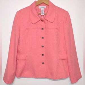 Classic Pink Blazer Textured Jacket Size 14 Feminine Office Everyday Workwear
